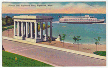 Load image into Gallery viewer, Portico over Plymouth Rock, Massachusetts, USA Vintage Original Postcard # 0057 - Post Marked August 15, 1957
