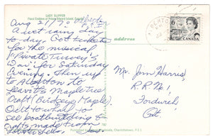 Lady Slipper - Floral Emblem of Prince Edward Island, Canada Vintage Original Postcard # 0084 - Post Marked August 22, 1970