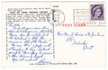 Load image into Gallery viewer, Sault Ste Marie Locks, Ontario, Canada Vintage Original Postcard # 0088 - Post Marked August 14, 1962
