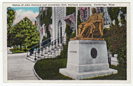 Harvard University, Cambridge, Massachusetts, USA (Statue of John Harvard) Vintage Original Postcard # 0113 - 1940's