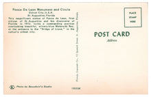 Load image into Gallery viewer, Ponce De Leon Monument, St. Augustine, Florida, USA Vintage Original Postcard # 0121 - New - 1960's
