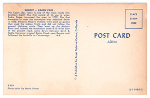 Summit, Cajon Pass, California, USA Vintage Original Postcard # 0133 - New 1960's