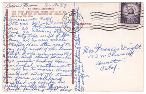 Mt. Shasta, California, USA Vintage Original Postcard # 0151 - Post Marked August 19, 1959