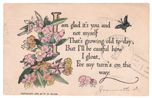 Load image into Gallery viewer, Birthday Greeting with Poem by W. H. Rider Vintage Original Postcard # 0152 - Post Marked February 22, 1911
