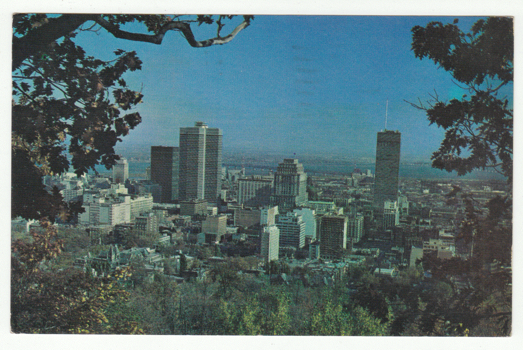 Montreal, Quebec, Canada - View of the City from Mount Royal Vintage Original Postcard # 0162 - Post Marked September 16, 1965