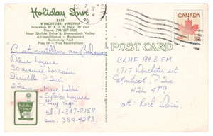 Holiday Inn, East Winchester, Virginia, USA - Vintage Original Postcard # 0169 - Post Marked 1980's
