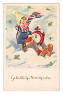 Happy New Year - Gelukkig Nieuwjaar Vintage Original Postcard # 0173 - Post Marked 1963