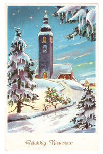 Happy New Year - Gelukkig Nieuwjaar Vintage Original Postcard # 0174 - Post Marked 1960's