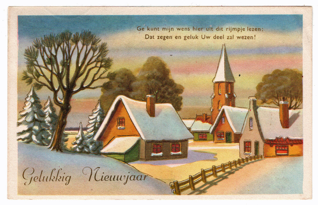 Happy New Year - Gelukkig Nieuwjaar Vintage Original Postcard # 0177 - Post Marked December 30, 1966