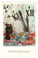 Happy New Year - Gelukkig Nieuwjaar Vintage Original Postcard # 0179 - Post Marked 1960's