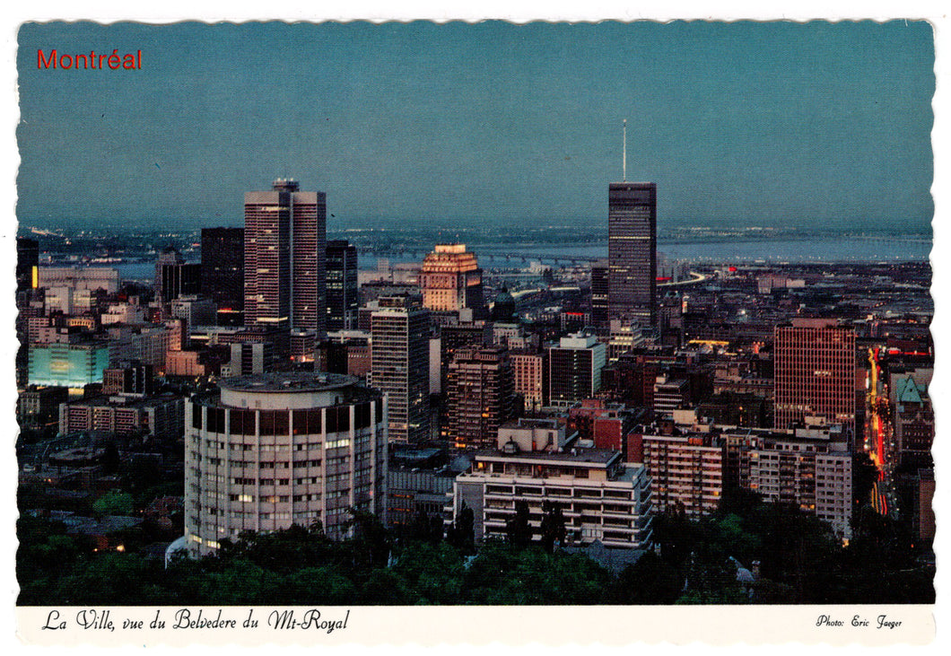 Montreal, Quebec, Canada - View of the City from Mount Royal Vintage Original Postcard # 0182 - 1980's