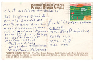 Ringling Brothers and Barnum Bailey Circus World, Florida, USA Vintage Original Postcard # 0190 - Post Marked 1980's