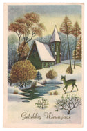 Happy New Year - Gelukkig Nieuwjaar Vintage Original Postcard # 0194 - Post Marked December 14, 1957