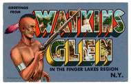 Greetings from Watkins Glen, Finger Lakes, New York, USA Vintage Original Postcard # 0221 - Post Marked October 26, 1972