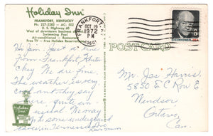 Holiday Inn, Frankfort, Kentucky, USA Vintage Original Postcard # 0222 - Post Marked October 19, 1972