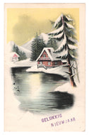 Happy New Year - Gelukkig Nieuwjaar Vintage Original Postcard # 0232 - Post Marked 1957