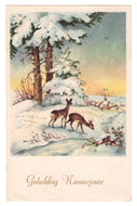 Happy New Year - Gelukkig Nieuwjaar Vintage Original Postcard # 0235 - Post Marked January 5, 1961