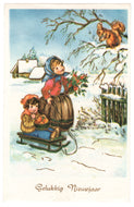 Happy New Year - Gelukkig Nieuwjaar Vintage Original Postcard # 0237 - Post Marked December 30, 1960