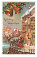 Happy New Year - Gelukkig Nieuwjaar Vintage Original Postcard # 0240 - Post Marked 1970's