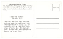 Load image into Gallery viewer, Sterling Silver Flyer Model Plane Vintage Original Postcard # 0325 - New - 1980's
