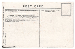 Staple Inn, Holborn, London, England Vintage Original Postcard # 0361 - Early 1900's