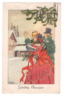 Happy New Year - Gelukkig Nieuwjaar Vintage Original Postcard # 0390 - Post Marked 1960's