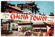 Greetings from China Town, Los Angeles, California, USA Vintage Original Postcard # 0403 - Post Marked February 24, 1976