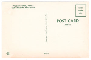 Continental Army Huts, Valley Forge, Pennsylvania, USA Vintage Original Postcard # 0446 - 1970's