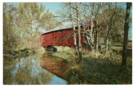 Covered Bridge & River Scene, USA Vintage Original Postcard # 0456 - 1970's