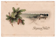 Merry Christmas - Joyeux Noel Vintage Original Postcard # 0515 - Post Marked December 12, 1944