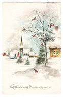 Happy New Year - Gelukkig Nieuwjaar Vintage Original Postcard # 0524 - Post Marked 1965