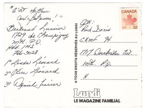 Mickey Mouse - Walt Disney - Lundi Family Magazine, Quebec, Canada Vintage Original Postcard # 0538 - October 1983