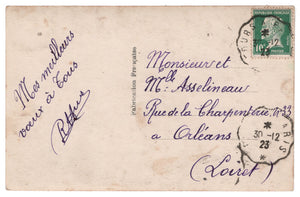 Happy New Year - Bonne Annee Vintage Original Postcard # 0559 - Post Marked December 30, 1923