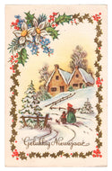 Happy New Year - Gelukkig Nieuwjaar Vintage Original Postcard # 0562 - Post Marked December 30, 1952
