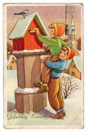Happy New Year - Gelukkig Nieuwjaar Vintage Original Postcard # 0566 - Post Marked 1950's