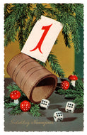 Happy New Year - Gelukkig Nieuwjaar Vintage Original Postcard # 0567 - Post Marked 1950's