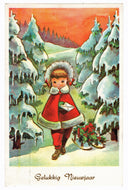 Happy New Year - Gelukkig Nieuwjaar Vintage Original Postcard # 0569 - Post Marked 1950's