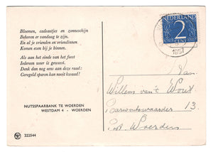 Congratulations - Hartelijk Gefeliciteerd Vintage Original Postcard # 0571 - Post Marked 1957