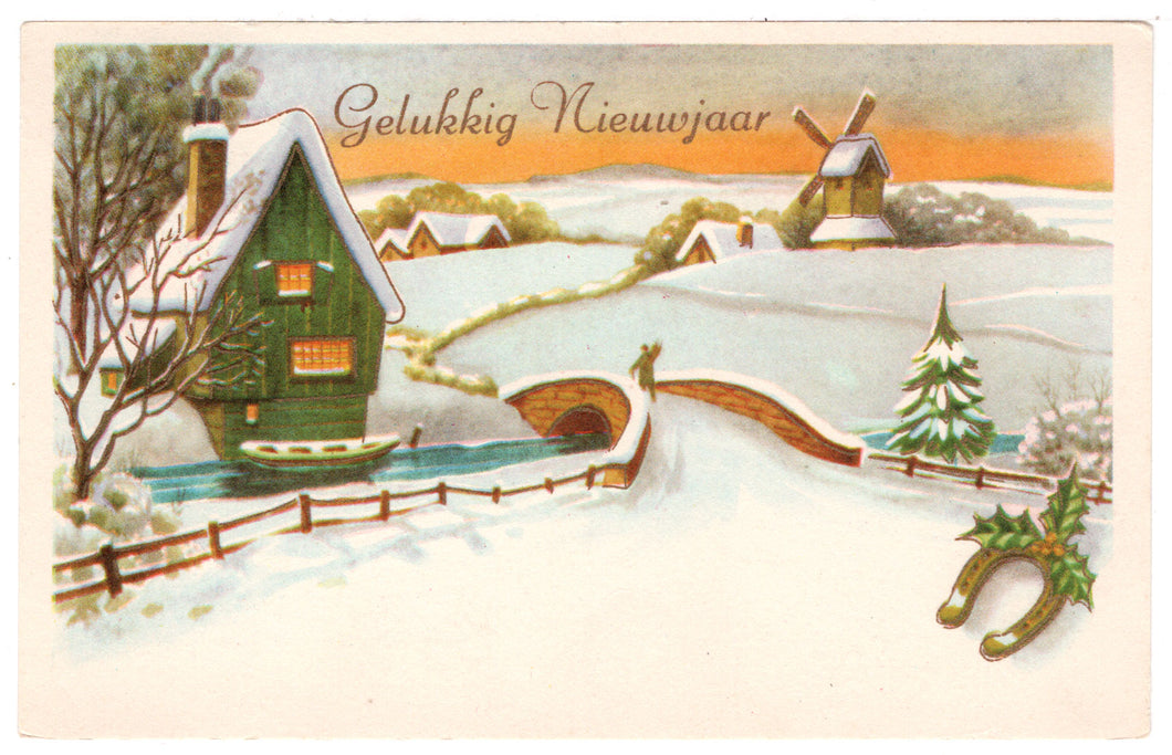 Happy New Year - Gelukkig Nieuwjaar Vintage Original Postcard # 0576 - Post Marked December 16, 1988