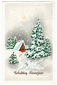 Happy New Year - Gelukkig Nieuwjaar Vintage Original Postcard # 0577 - Post Marked 1960's