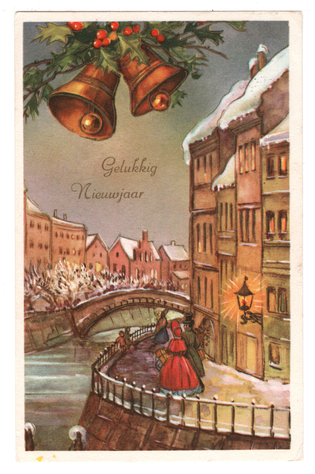 Happy New Year - Gelukkig Nieuwjaar Vintage Original Postcard # 0579 - Post Marked 1960's