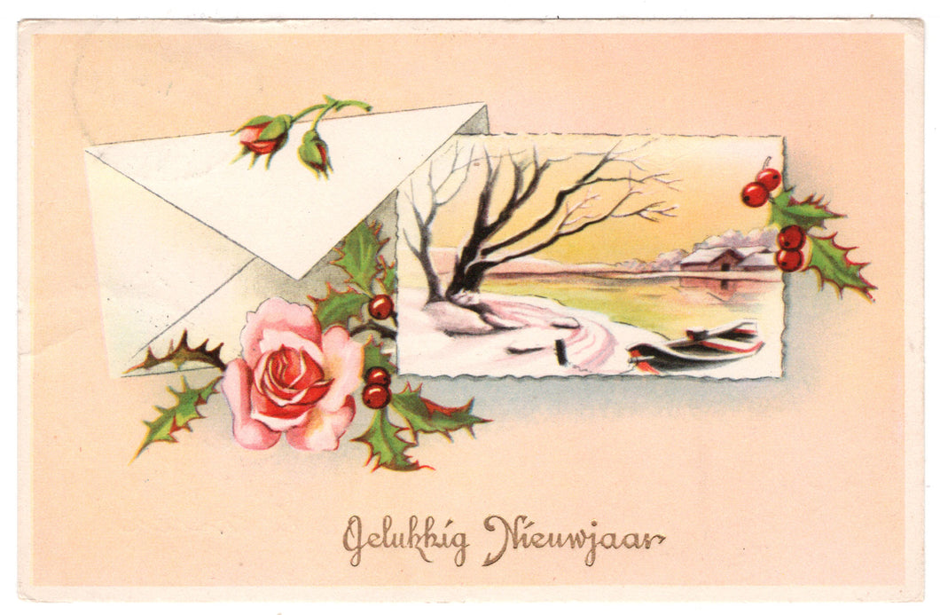 Happy New Year - Gelukkig Nieuwjaar Vintage Original Postcard # 0582 - Post Marked 1960's