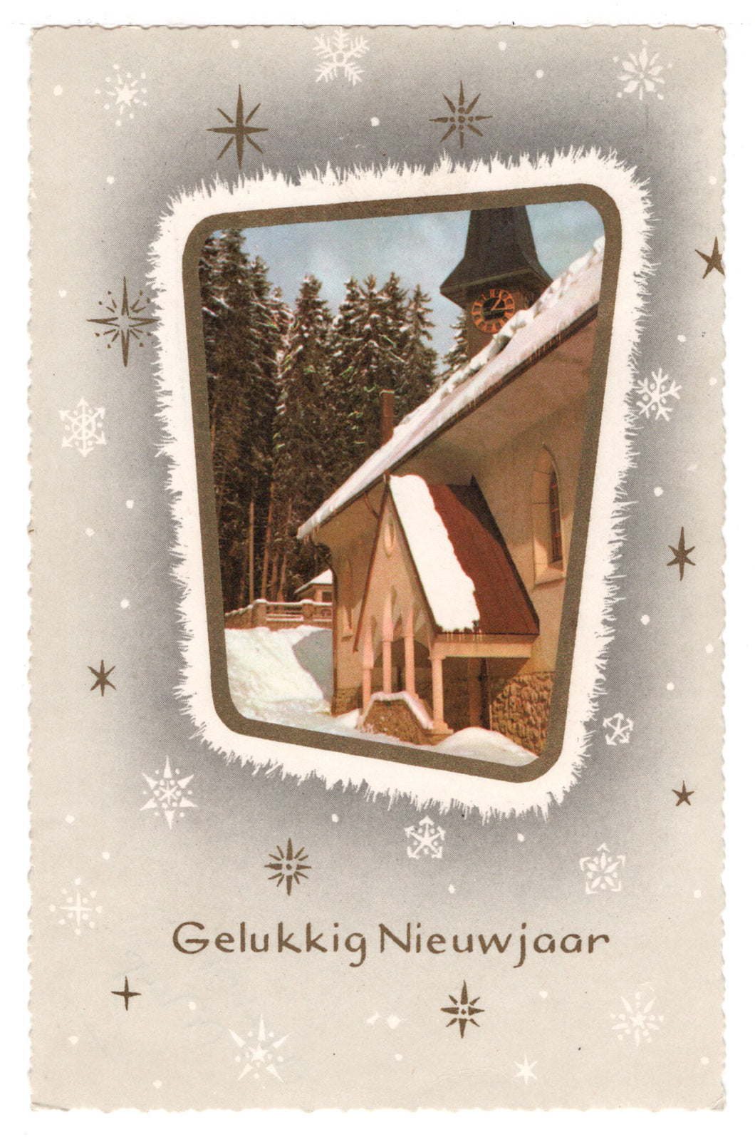 Happy New Year - Gelukkig Nieuwjaar Vintage Original Postcard # 0589 - Post Marked 1960's