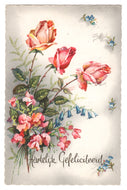 Congratulations - Hartelijk Gefeliciteerd Vintage Original Postcard # 0606 - Post Marked February 17, 1959