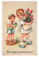 Congratulations - Hartelijk Gefeliciteerd Vintage Original Postcard # 0607 - Post Marked May 31, 1957