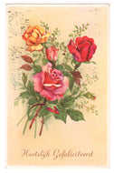 Congratulations - Hartelijk Gefeliciteerd Vintage Original Postcard # 0608 - Post Marked 1950's