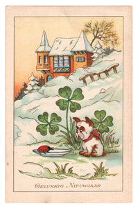 Happy New Year - Gelukkig Nieuwjaar Vintage Original Postcard # 0615 - Post Marked December 13, 1946
