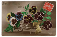 Happy New Year - Bonne Annee Vintage Original Postcard # 0635 - Post Marked 1917