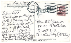 Merry Christmas Vintage Original Postcard # 0653 - Post Marked December 3, 1989