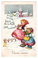 Load image into Gallery viewer, Happy New Year - Bonne Annee Vintage Original Postcard # 0654 - Post Marked December 30, 1954

